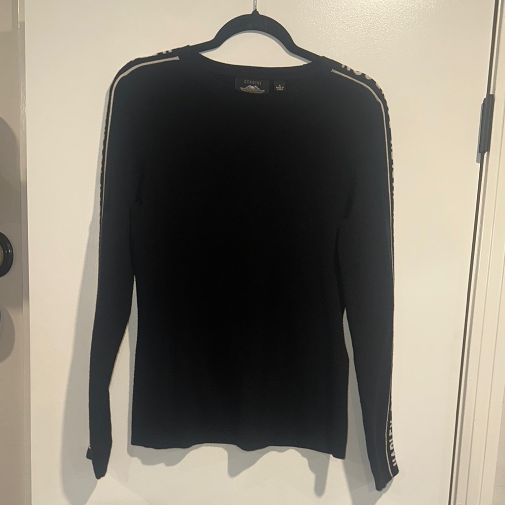 Black Harley Davidson sweater logo down the sleeves